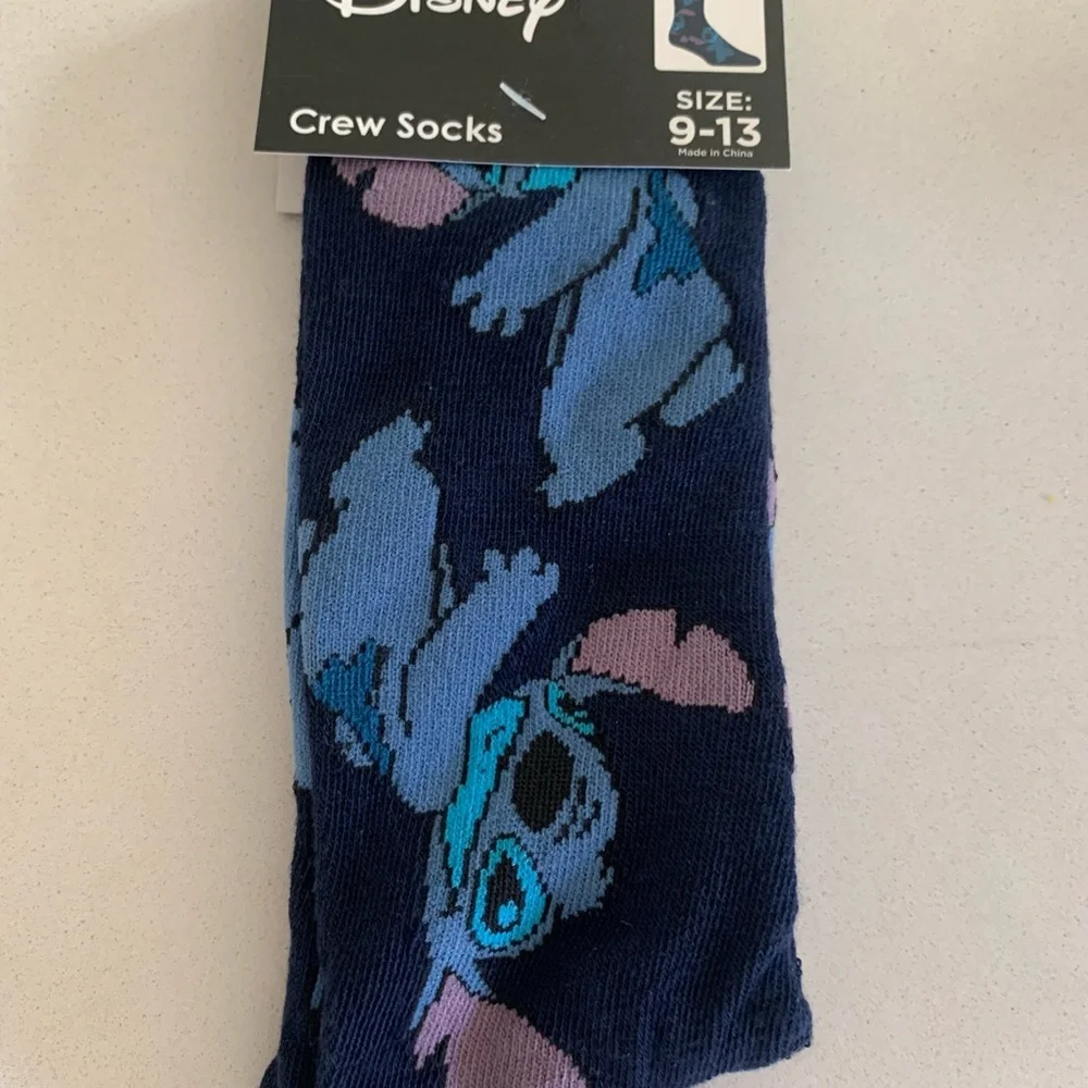 NWT Disney Black and Blue Stitch Character Socks Set of Two Pairs